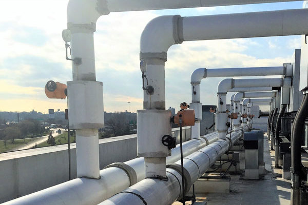 cooling tower piping on roof