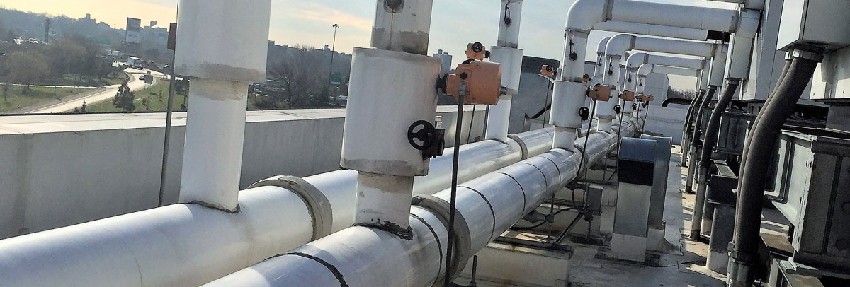 cooling tower piping on roof